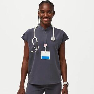 Figs Rafaela Charcoal Scrub Top Small
